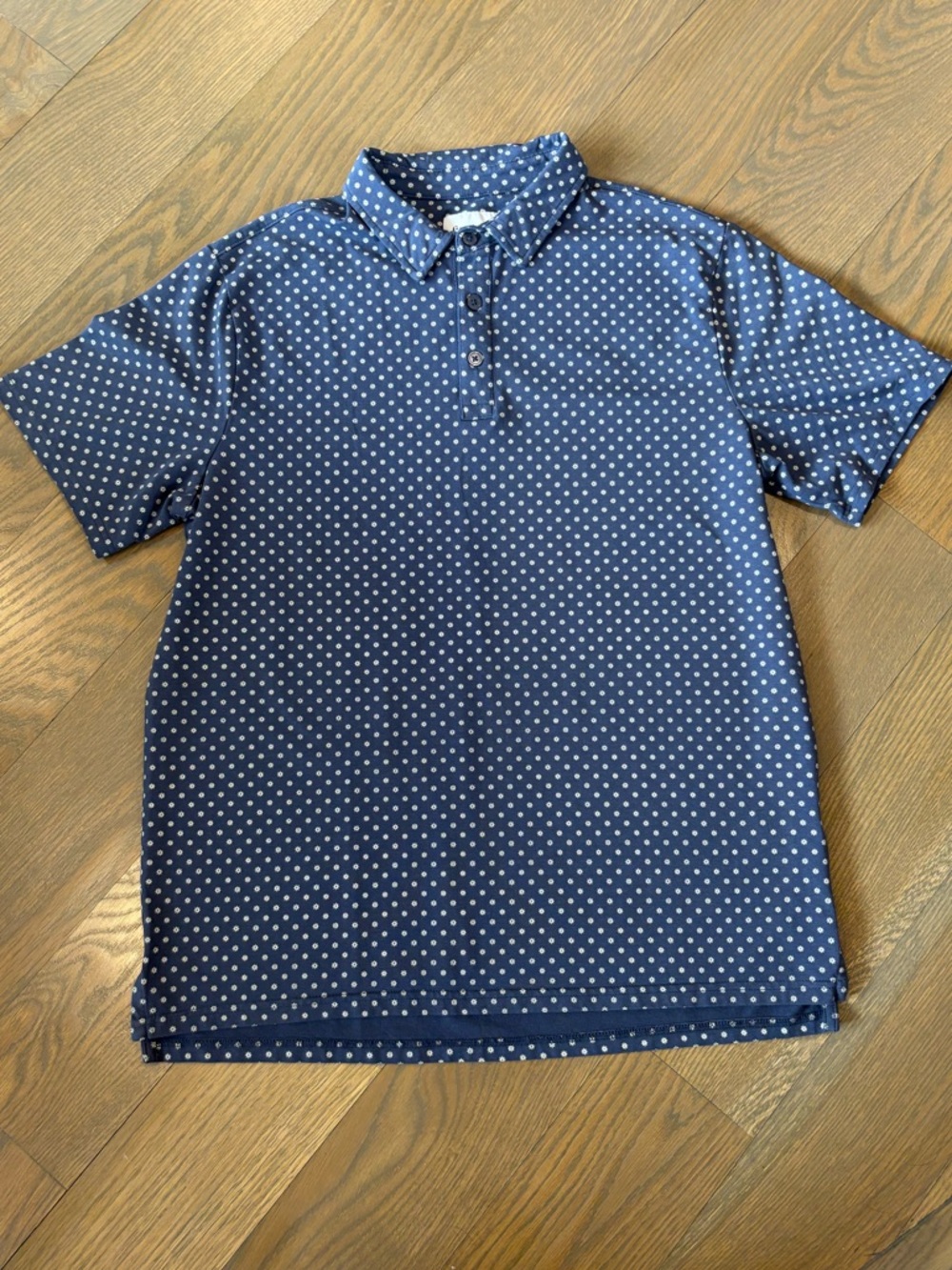Goodfellow & Co Large Navy Blue Polo with White Flower Print